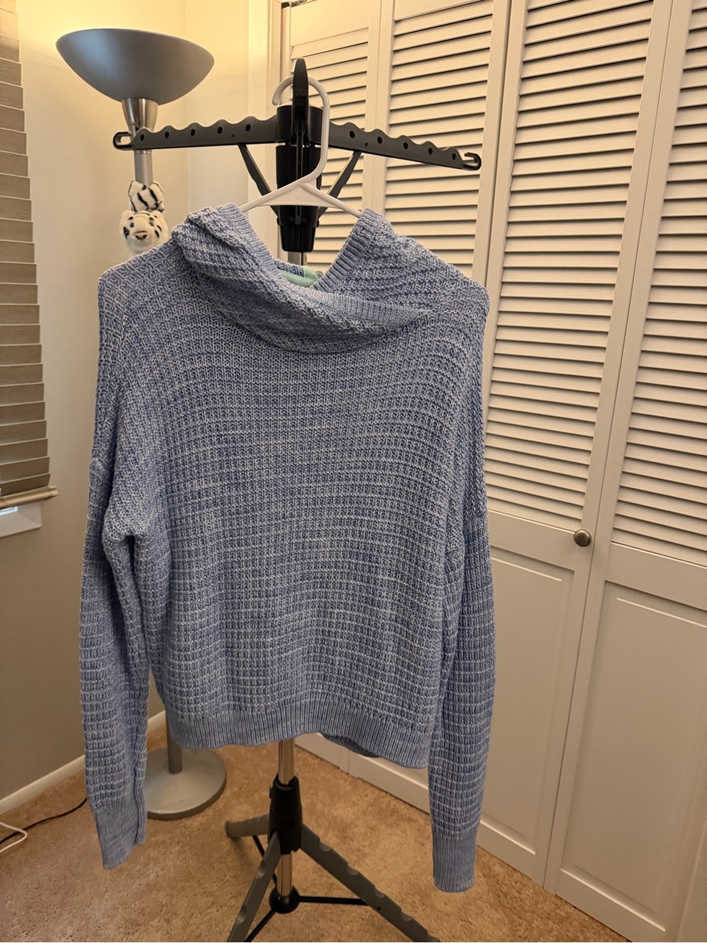 Victoria's Secret Light Blue Hooded Waffle Knit Sweater